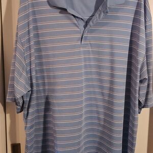 Men's Blue Striped Polo Shirt